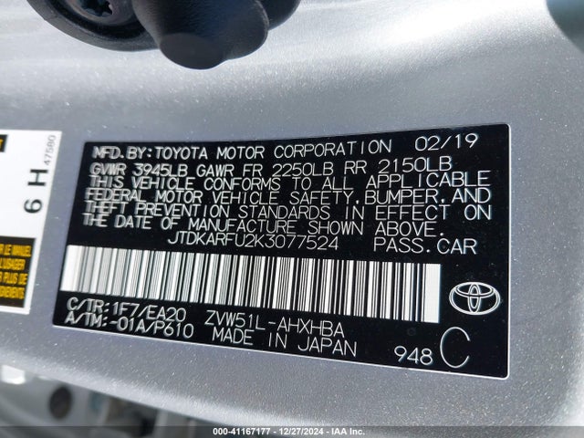 Toyota PRIUS XLE 2019 JTDKARFU2K3077524 Image 9