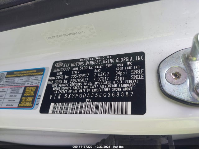 KIA Sorento 2.4l Lx 2018 5XYPGDA35JG368387 Image 9