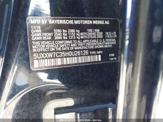 2017 BMW X4 5UXXW7C35H0U26126 Photo 8