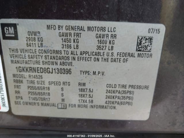 1GKKRNED8GJ130396 GMC Acadia Sle-1