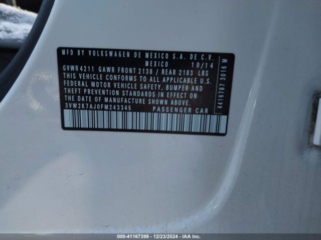 3VW2K7AJ0FM243345 Volkswagen Jetta 2.0l S