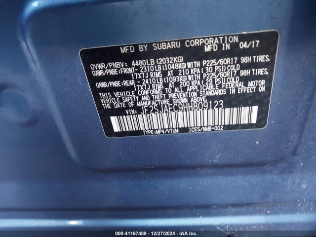 Subaru Forester 2.5i Premium 2017 JF2SJAEC9HH809123 Image 9