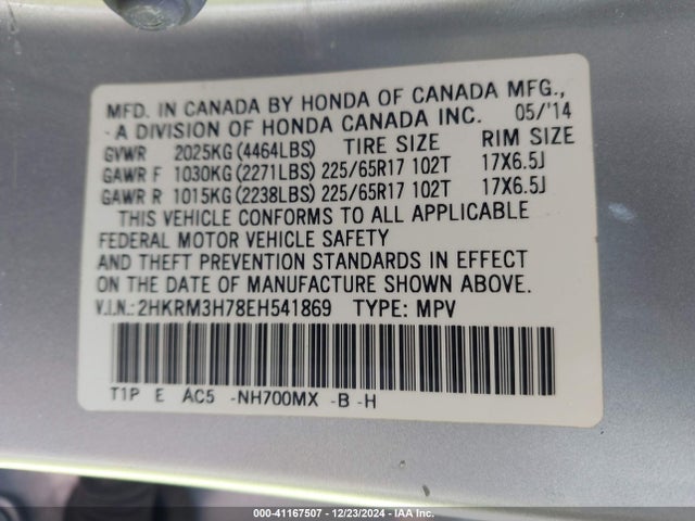 Honda Cr-v Ex-l 2014 2HKRM3H78EH541869 Image 9