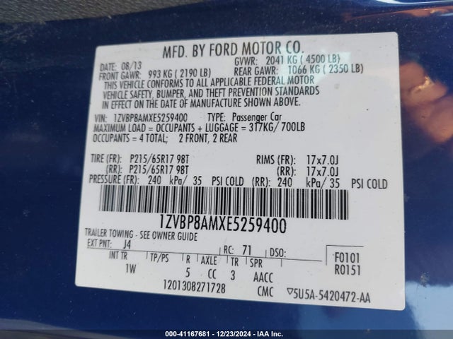 Ford Mustang V6 2014 1ZVBP8AMXE5259400 Image 9