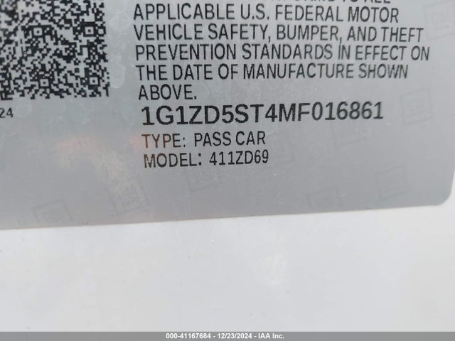 1G1ZD5ST4MF016861 Chevrolet Malibu Fwd Lt