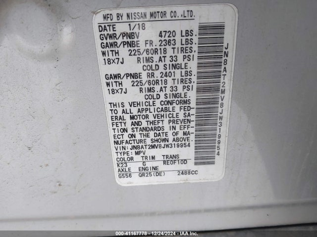 Nissan Rogue Sl 2018 JN8AT2MV8JW319954 Image 9