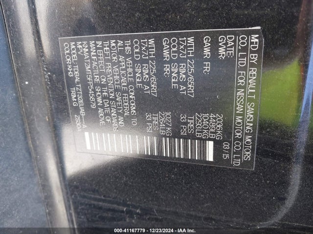 Nissan ROGUE SV 2015 KNMAT2MT5FP545879 Image 9