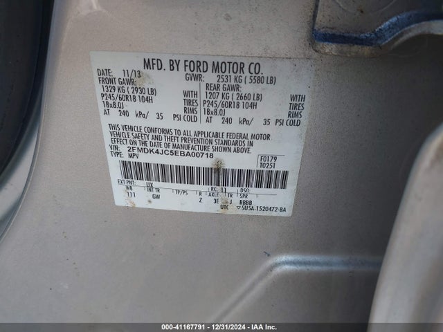Ford EDGE SEL 2014 2FMDK4JC5EBA00718 Image 9