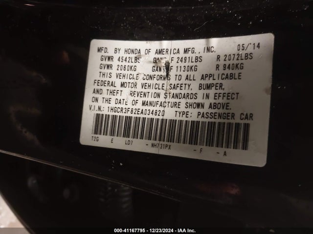 Honda Accord Ex-l V-6 2014 1HGCR3F82EA034820 Image 9