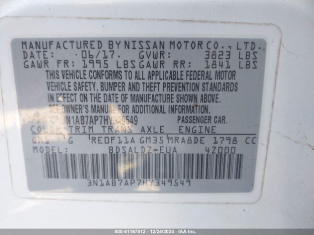 3N1AB7AP7HY349549 Nissan SENTRA SV