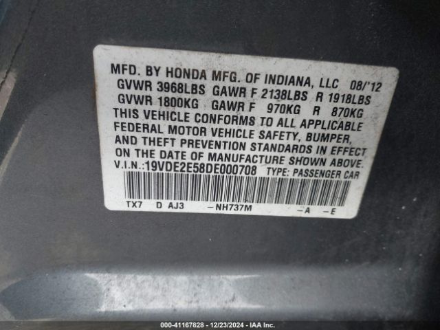 2013 ACURA ILX 19VDE2E58DE000708 Photo 8