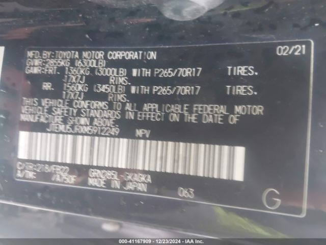 JTEMU5JRXM5912249 Toyota 4RUNNER SR5
