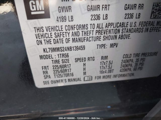 KL79MMS24NB139459 Chevrolet Trailblazer Fwd Ls