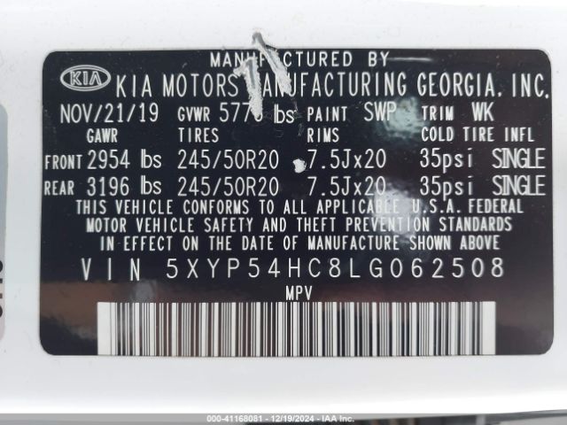 5XYP54HC8LG062508 KIA Telluride Sx