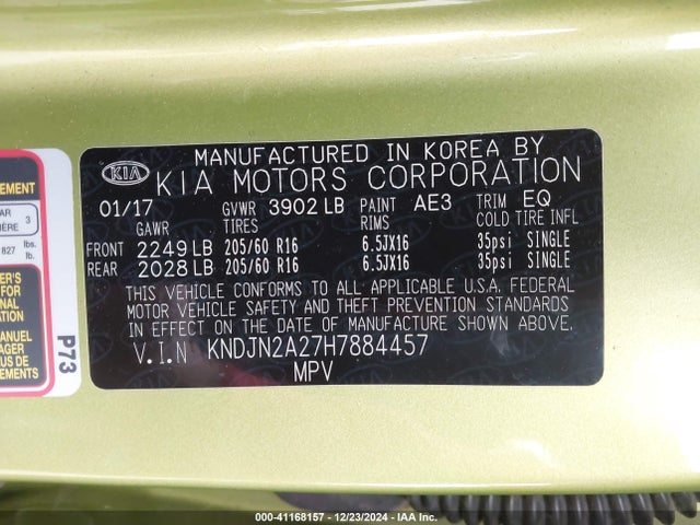 KIA Soul 2017 KNDJN2A27H7884457 Image 9