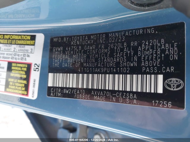 4T1G11AK9PU141102 Toyota CAMRY SE