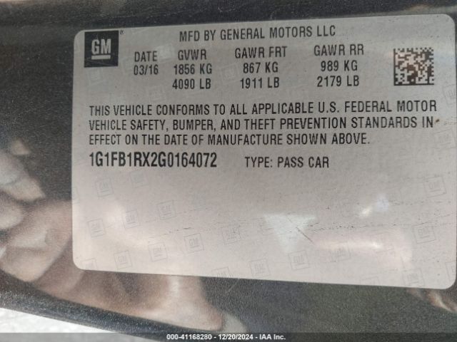 1G1FB1RX2G0164072 Chevrolet Camaro 1lt
