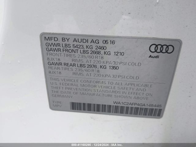 WA1C2AFP4GA145445 Audi Q5 2.0t Premium