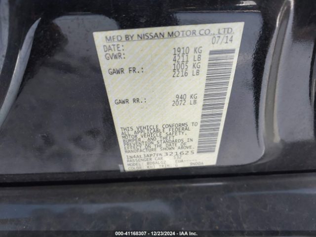 1N4AL3AP7FN321625 Nissan Altima 2.5/2.5 S/2.5 Sl/2.5 Sv