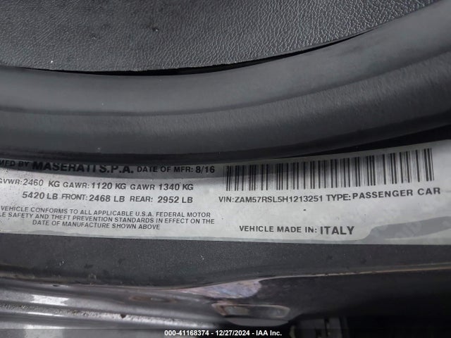 ZAM57RSL5H1213251 Maserati GHIBLI S