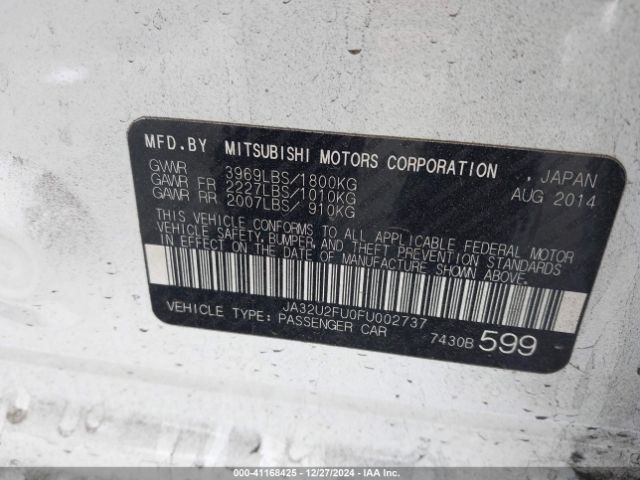 JA32U2FU0FU002737 Mitsubishi LANCER ES