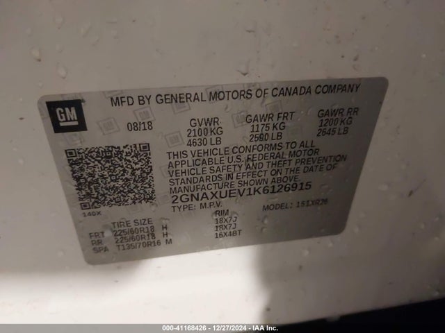 Chevrolet EQUINOX LT 2019 2GNAXUEV1K6126915 Image 9