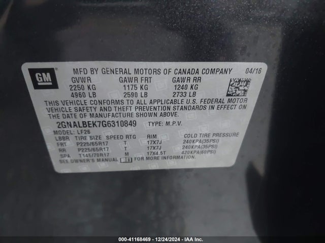 Chevrolet EQUINOX LS 2016 2GNALBEK7G6310849 Image 9