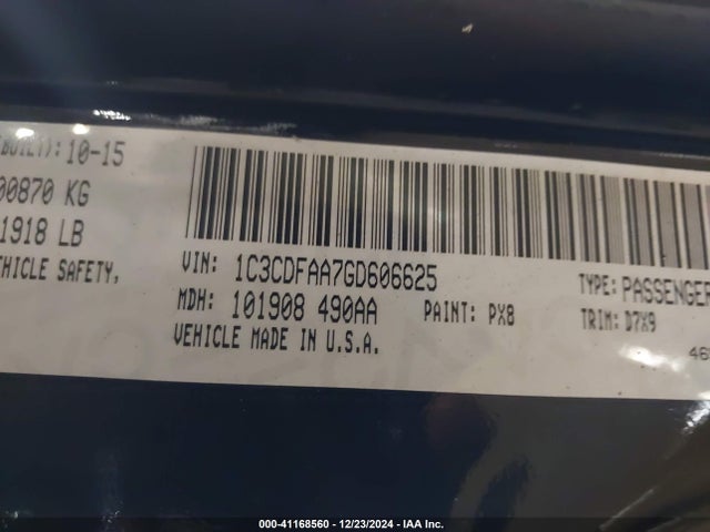 Dodge DART SE 2016 1C3CDFAA7GD606625 Image 9