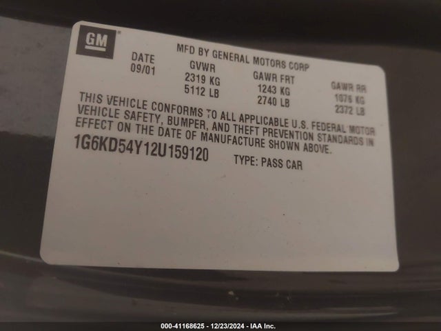 2002 CADILLAC DEVILLE 1G6KD54Y12U159120 Photo 8