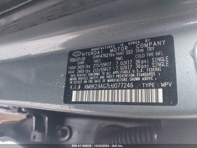 KM8K23AG7LU077246 Hyundai Kona Electric Sel