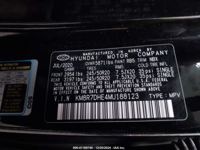 KM8R7DHE4MU188123 Hyundai Palisade Calligraphy