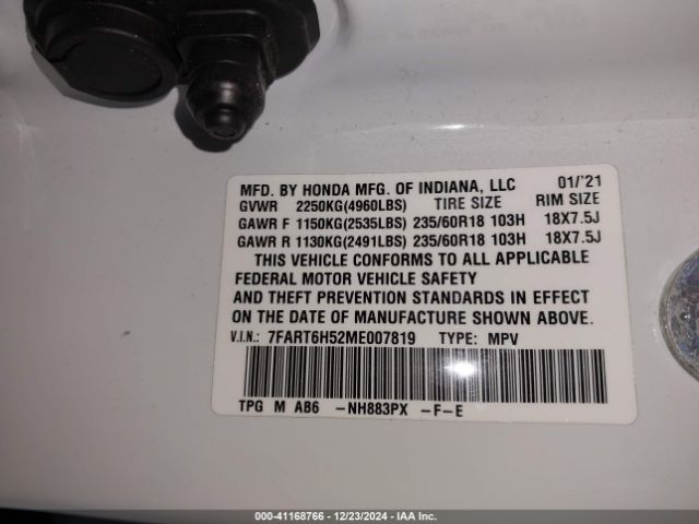 7FART6H52ME007819 Honda Cr-v Hybrid Ex