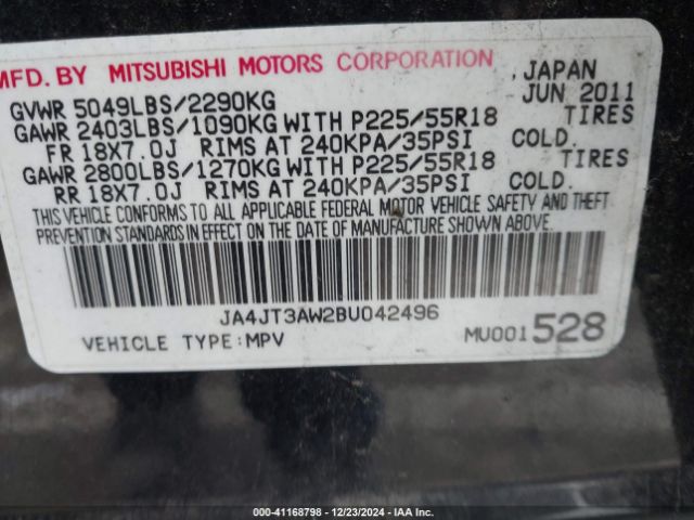 2011 MITSUBISHI OUTLANDER JA4JT3AW2BU042496 Photo 8