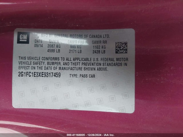 Chevrolet Camaro 2lt 2014 2G1FC1E3XE9317459 Image 9