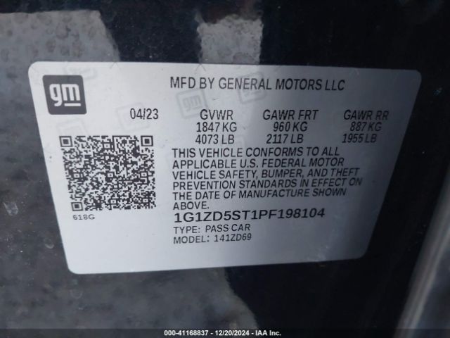 1G1ZD5ST1PF198104 Chevrolet Malibu Fwd 1lt