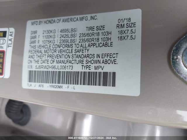 Honda Cr-v Touring 2018 5J6RW2H96JL006173 Image 9