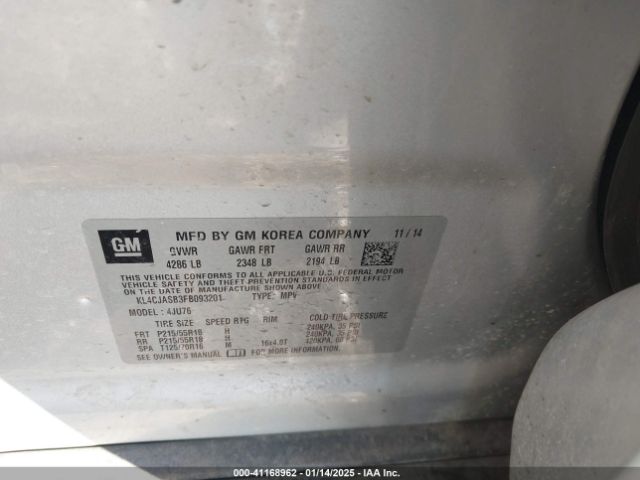KL4CJASB3FB093201 Buick Encore