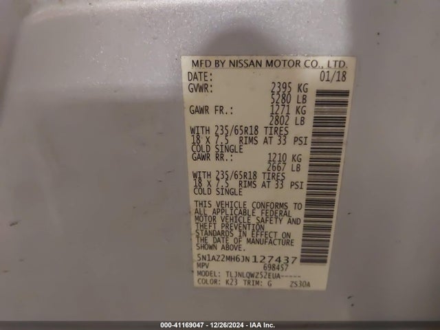 5N1AZ2MH6JN127437 Nissan 2018