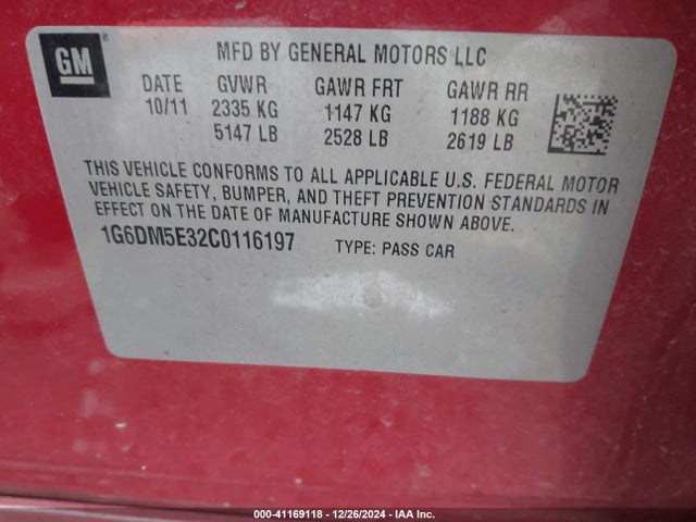 2012 CADILLAC CTS 1G6DM5E32C0116197 Photo 8