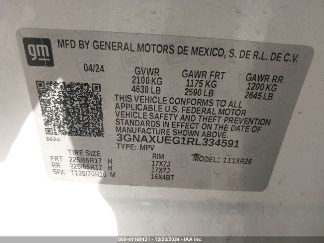 3GNAXUEG1RL334591 Chevrolet Equinox Awd Lt