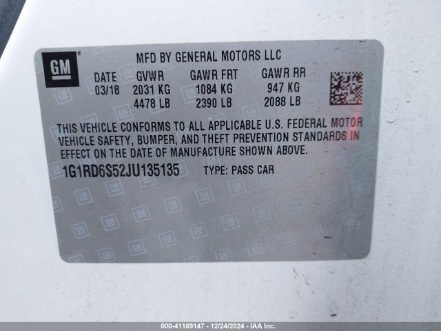 1G1RD6S52JU135135 Chevrolet l3a - direct injection, variable valve timing, hybrid, gen 1
