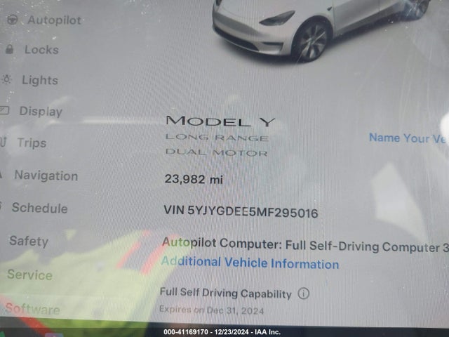 2021 TESLA MODEL Y 5YJYGDEE5MF295016 Photo 6