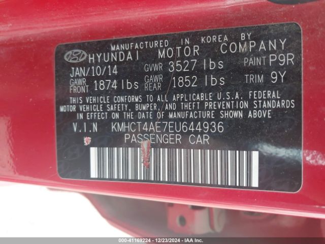 KMHCT4AE7EU644936 Hyundai ACCENT GLS