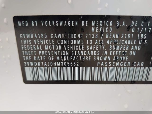 3VWDB7AJ0HM305662 Volkswagen Jetta 1.4t Se