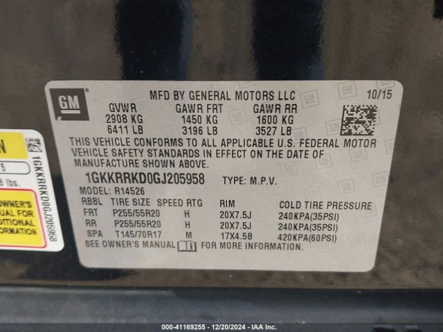 1GKKRRKD0GJ205958 GMC Acadia Slt-1