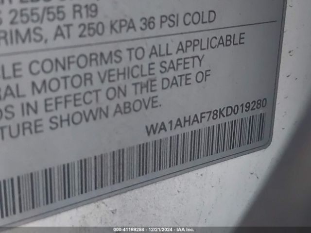 WA1AHAF78KD019280 Audi Q7 45 Premium
