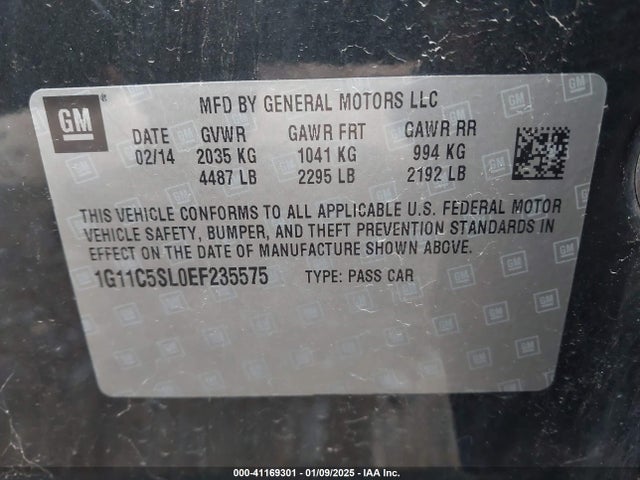 Chevrolet MALIBU 1LT 2014 1G11C5SL0EF235575 Image 9
