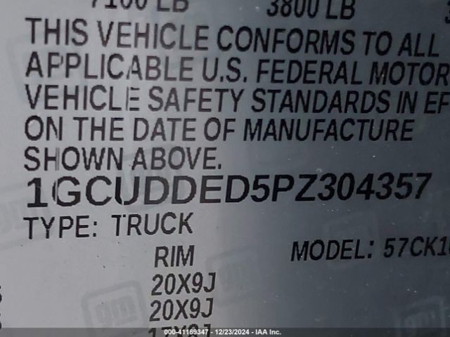 1GCUDDED5PZ304357 Chevrolet Silverado 1500 4wd  Standard Bed Lt