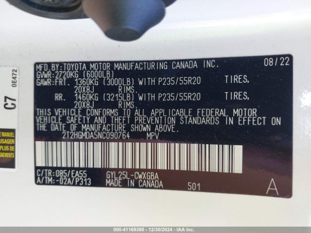 2T2HGMDA5NC090764 Lexus RX 450H