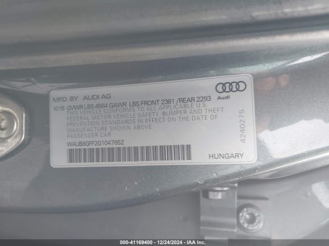 WAUB8GFF2G1047652 Audi A3 2.0t Premium